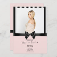 Bracelet Bow noir Ruban rose pâle Photo Sweet 16