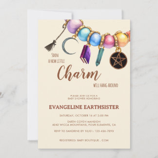 Invitation Bracelet Charme Aquarelle Baby Shower Païen