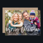 Invitation Bracelet Script photo Merry Christmas Card Kraft<br><div class="desc">Script de brosse moderne Joyeux Carte photo de famille de Noël - Kraft Back</div>