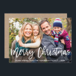 Invitation Bracelet Script photo Merry Christmas Card Kraft<br><div class="desc">Script de brosse moderne Joyeux Carte photo de famille de Noël - Kraft Back</div>
