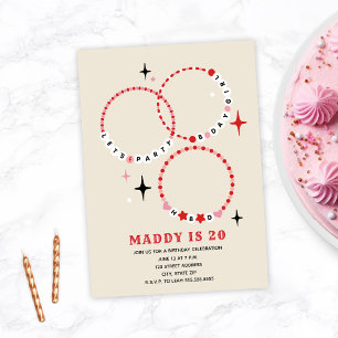 Invitation Bracelets d'amitié rose et rouge Anniversaire