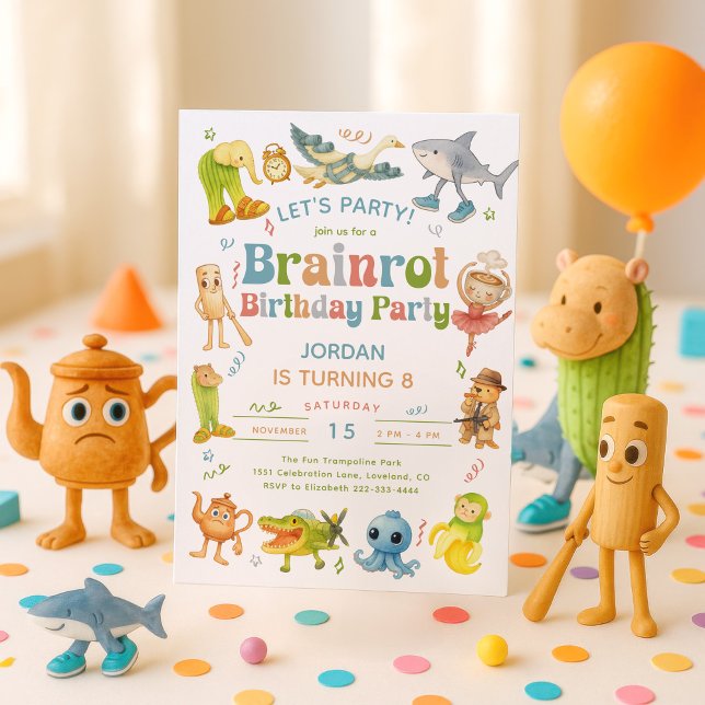 Invitation Brainrot meme fête d'anniversaire (Créateur téléchargé)