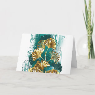 Invitation Branche avec Feuilles d'or Ginko Biloba