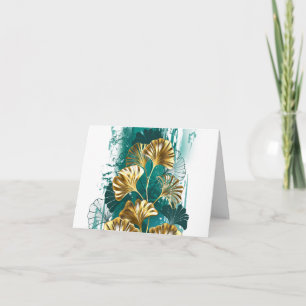 Invitation Branche avec Feuilles d'or Ginko Biloba