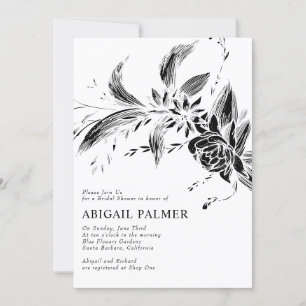 Invitation Branche avec fleurs noires mariage douche nuptiale
