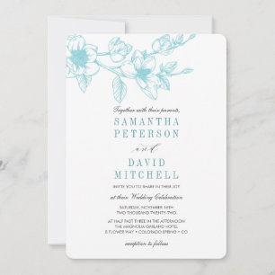 Invitation Branche Chic Floral Magnolia   bleu pâle   MARIAGE