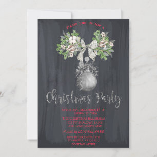 Invitation Branche d'aquarelle, Soirée de Noël dansante