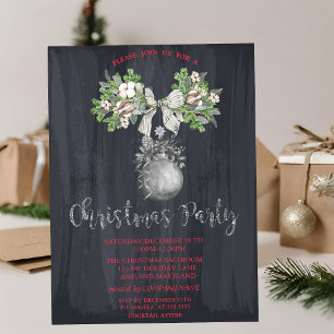 Invitation Branche d'aquarelle, Soirée de Noël dansante