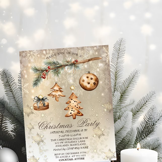Invitation Branche d'arbre, Ornements, Étoiles Or (Créateur téléchargé)