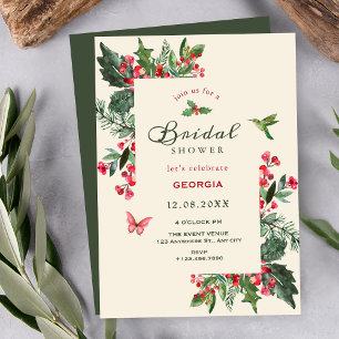 Invitation Branche de baies florale douche de mariée
