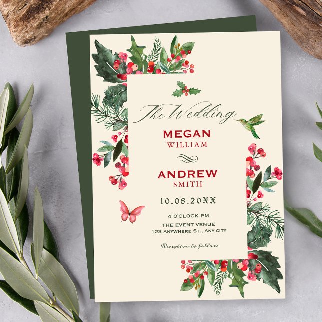 Invitation Branche de baies florale mariage  (Créateur téléchargé)