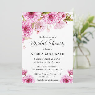 Invitation Branche de Cerisier Fleurie en Aquarelle pour Baby