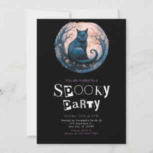 Invitation Branche de chat noir Moderne minimaliste Halloween