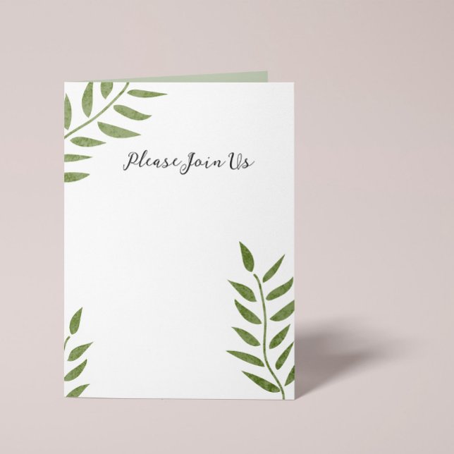 Invitation Branche de feuille verte dessinée à la main (Créateur téléchargé)