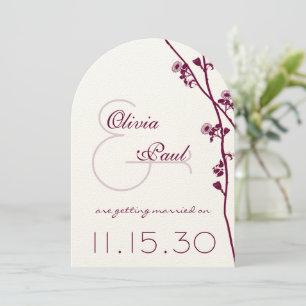 Invitation Branche de Fleur Sauvage Prune Mariage Épargnez la