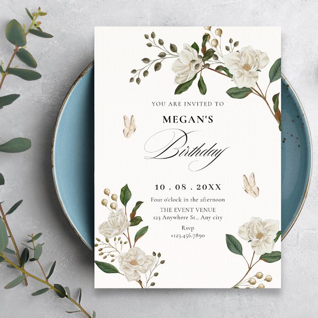 Invitation Branche de fleurs d'anniversaire (Créateur téléchargé)