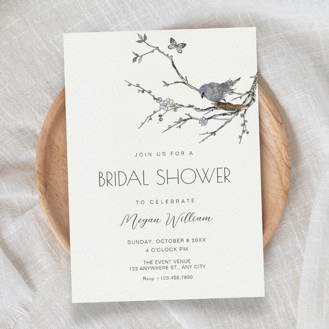 Invitation Branche de fleurs oiseaux douche de mariée (Créateur téléchargé)