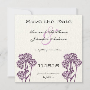Invitation Branche de fleurs sauvages violettes pour mariage 