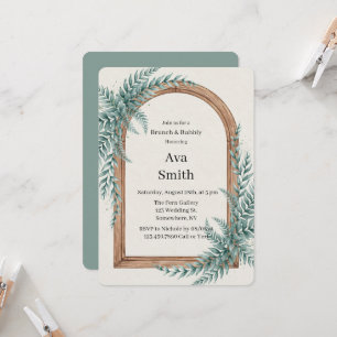 Invitation Branche de fougère sous une arche en bois pour bru