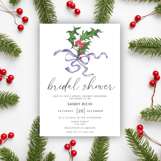 Invitation branche de houx de Noël Baby shower (Créateur téléchargé)