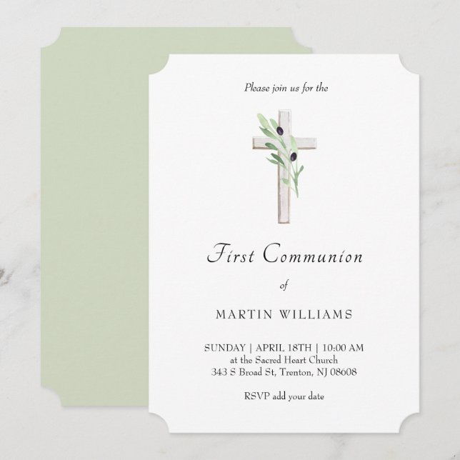 Invitation Branche de l'Olivier Croix catholique Première com (Devant / Derrière)