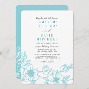 Invitation Branche de Magnolia florale   bleu pâle   MARIAGE