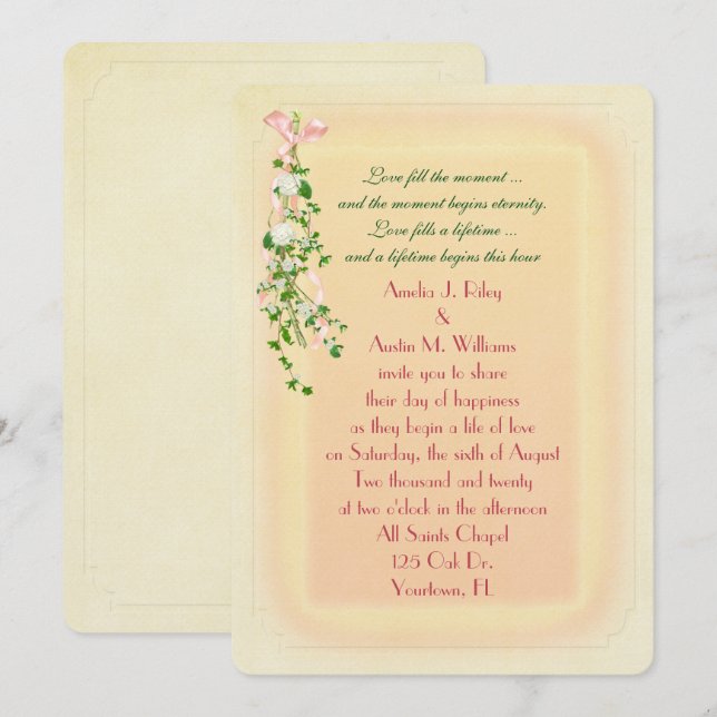 Invitation Branche de mariage florale (Devant / Derrière)