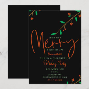 Invitation Branche de mûre botanique joyeuse fête de Noël