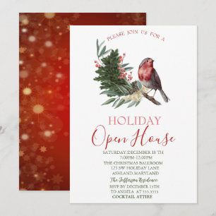 Invitation Branche de pin aquarelle Cardinal Maison Ouverte 