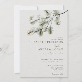 Invitation Branche de pin | Mariage forestier d'hiver