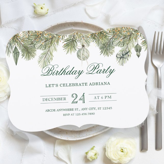 Invitation Branche de pin vert anniversaire  (Créateur téléchargé)