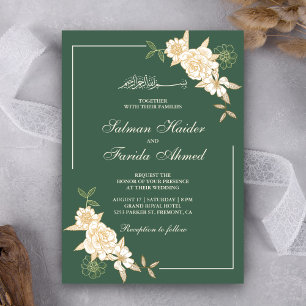 Invitation Branche des Feuilles floraux d'ivoire vert Mariage