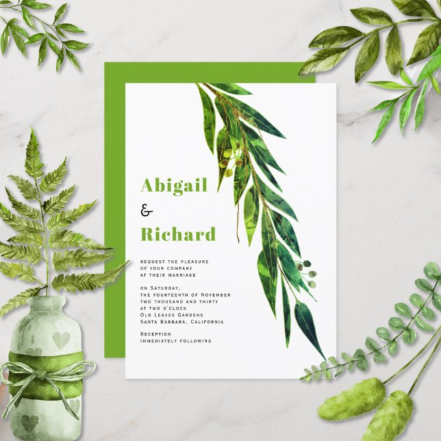 Invitation Branche d'eucalyptus vert avec mariage feuille (Créateur téléchargé)