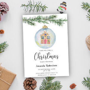 Invitation Branche d'hiver avec baby shower jouet