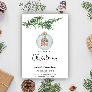 Invitation Branche d'hiver avec baby shower jouet