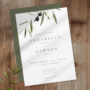 Invitation Branche d'olive aquarelle mariage élégant minimali