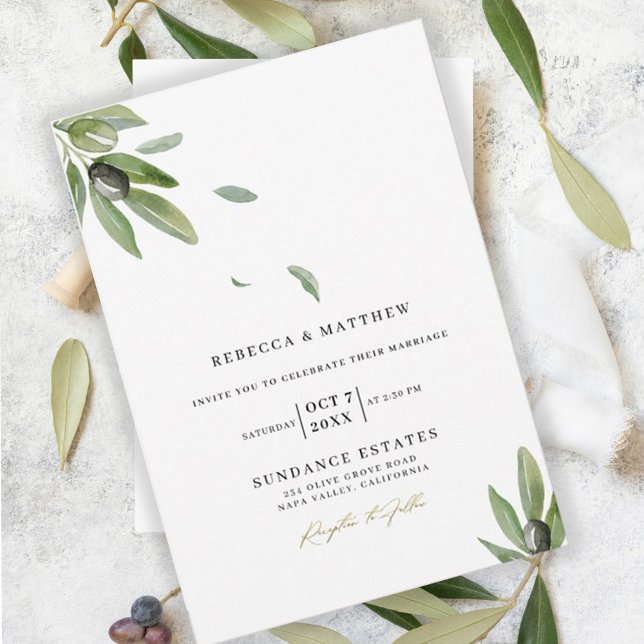 Invitation Branche d'olive botanique Élégant Mariage Monogram (Créateur téléchargé)