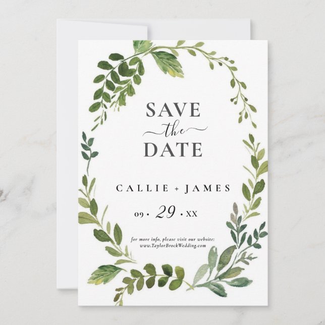 Invitation Branche d'olive moderne, Sauvegarder la date (Devant)