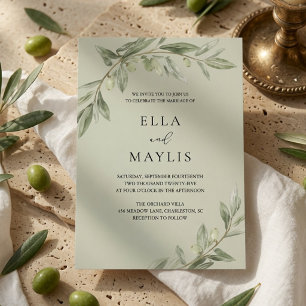 Invitation Branche d'olive Vert Sauge Botanique