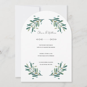 Invitation Branche d'olivier Aquarelle Élégant Arche Mariage