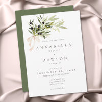 Branche d'olivier aquarelle mariage élégant minima
