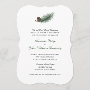 Invitation Branche du pin d'hiver et Pinecone  Mariage