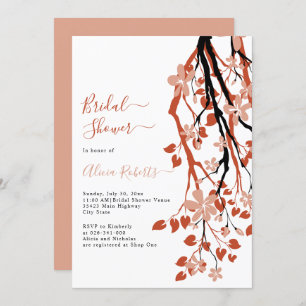Invitation Branche en terre cuite avec fleurs douche nuptiale