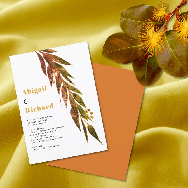 Invitation Branche Eucalyptus en automne couleurs mariage (Créateur téléchargé)