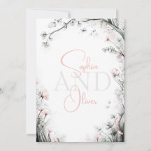 Branche florale délicate et fantaisiste rose tendr