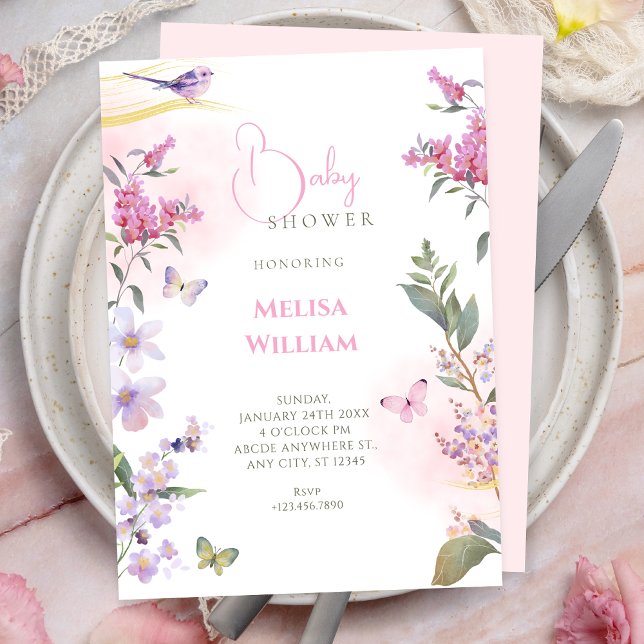 Invitation Branche florale douche de mariée (Créateur téléchargé)