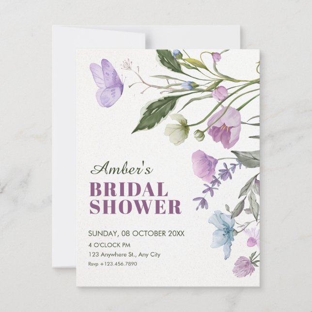 Invitation Branche florale pour baby shower de mariage (Devant)
