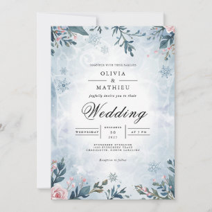 Invitation Branche gelée Mariage d'hiver floral