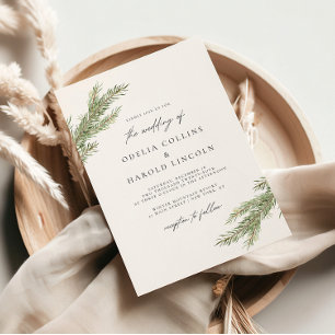 Invitation Branche minimaliste de pin Mariage hivernal