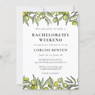Invitation Branche Olive moderne Bachelorette Week-end